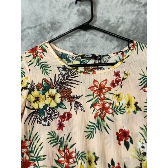 Cure Tropical Lightweight Blouse Tropical Peach Womens Sz S Bell Sleeves - Picture 2 of 6